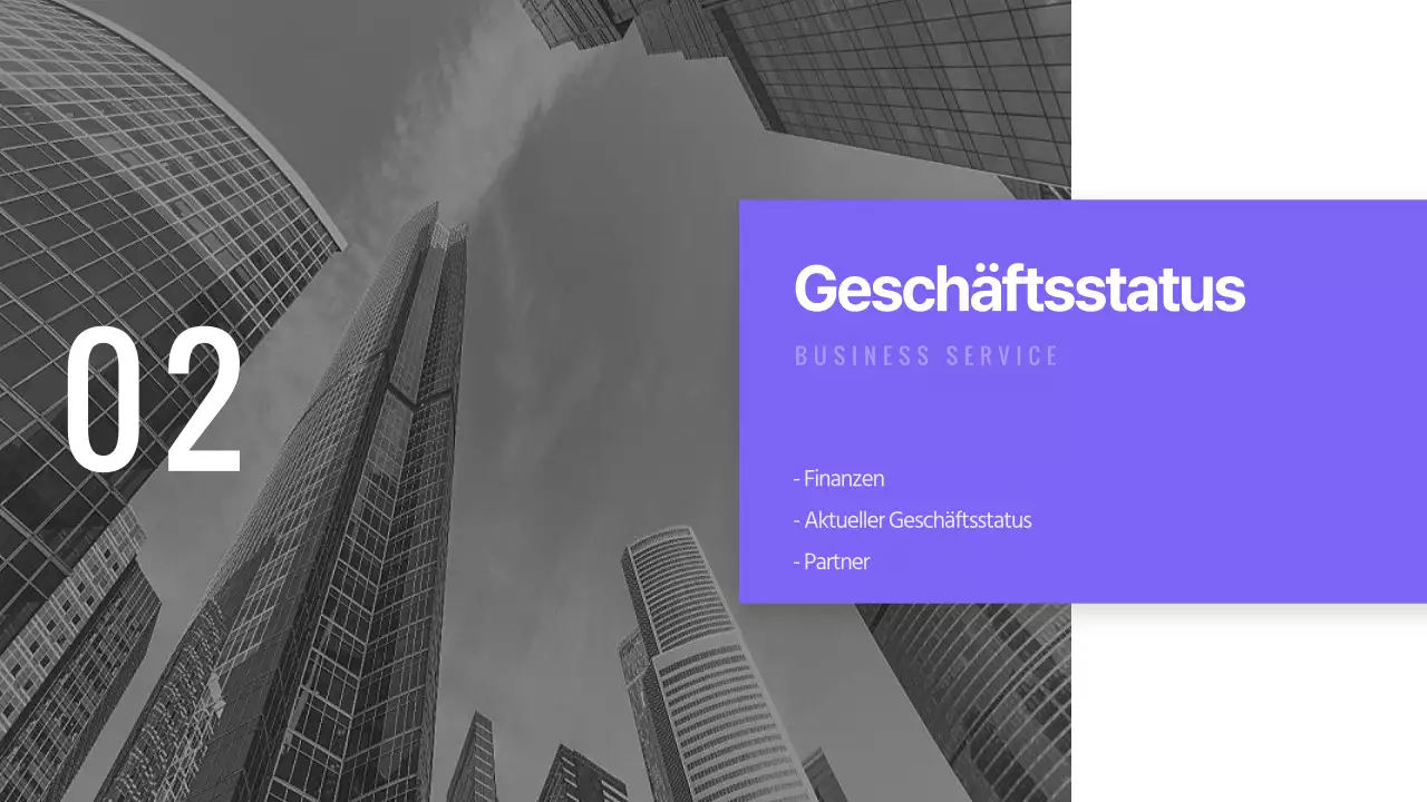 Einfache Präsentation zur Unternehmensvorstellung mit violetten Tönen