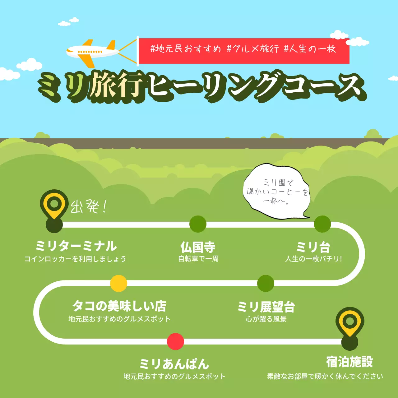 青 ポップ 旅行 パンフレット Instagram カルーセル