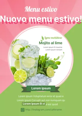 Promuovere e scontare il nuovo mojito estivo al lime in rosa e menta.