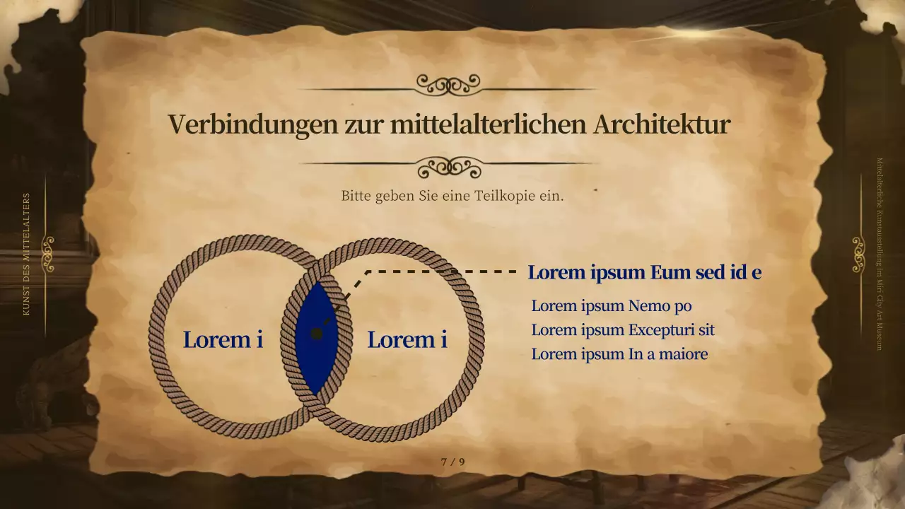 Mittelalterliche Kunst in brauner Umrahmung für einen edlen Look in Werbematerialien