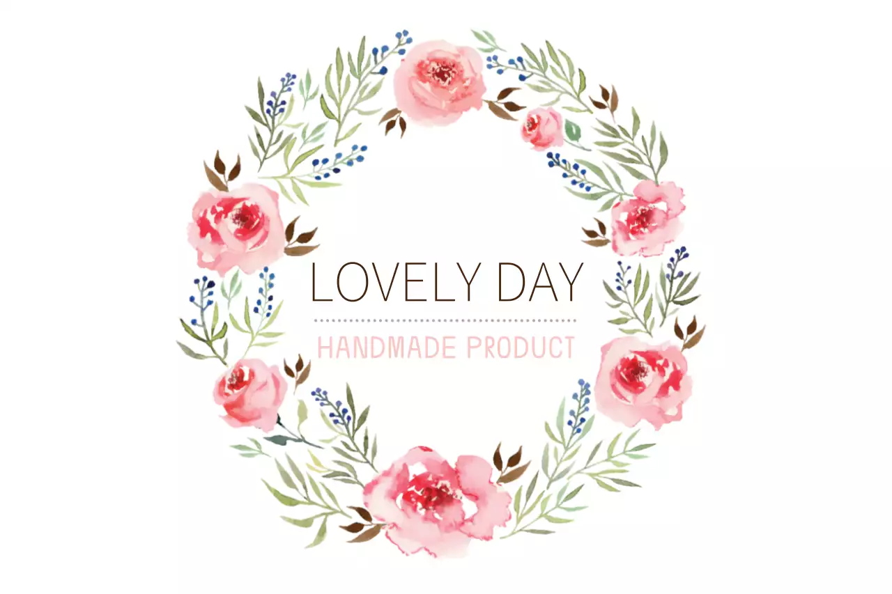 ピンク 手書き 花 ラベル ファンシーバナー