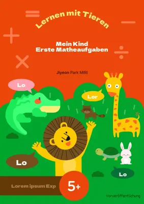 Minimalistischer Einband für ein Mathebuch für Kinder in Orange und Grün