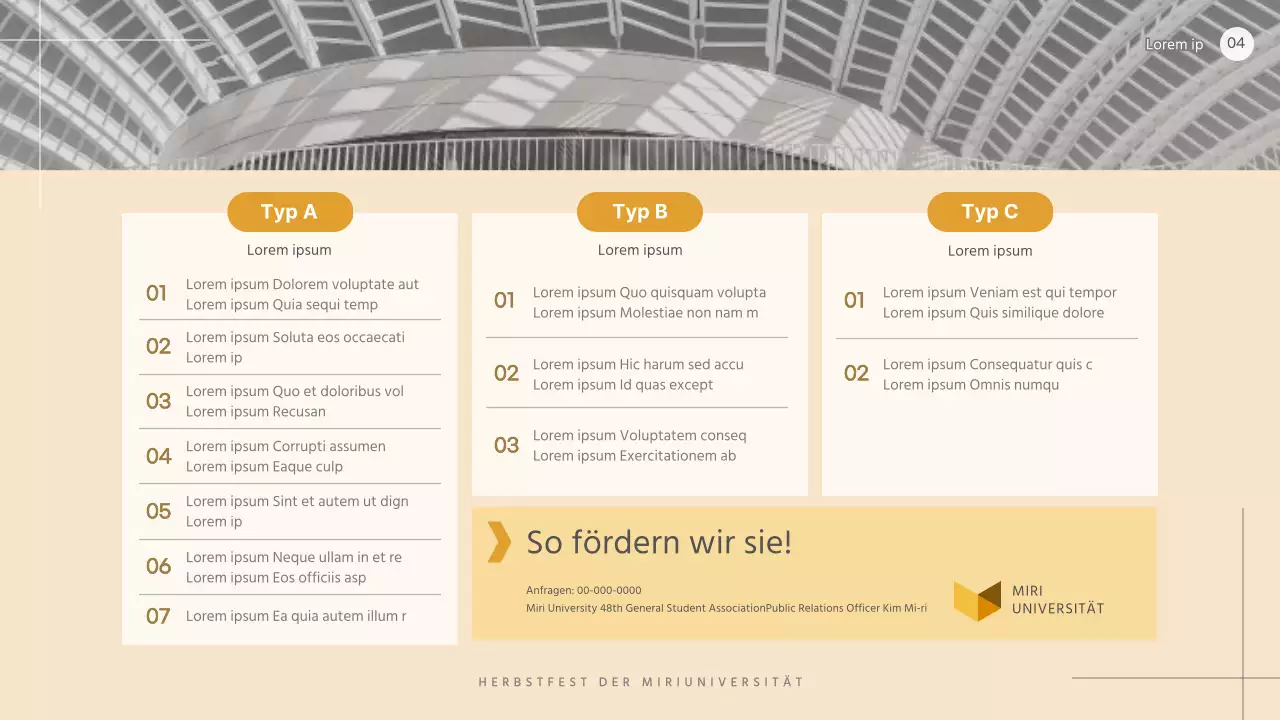 Einfacher beige-schwarz-weißer Vorschlag für das Sponsoring eines Universitätsfestivals
