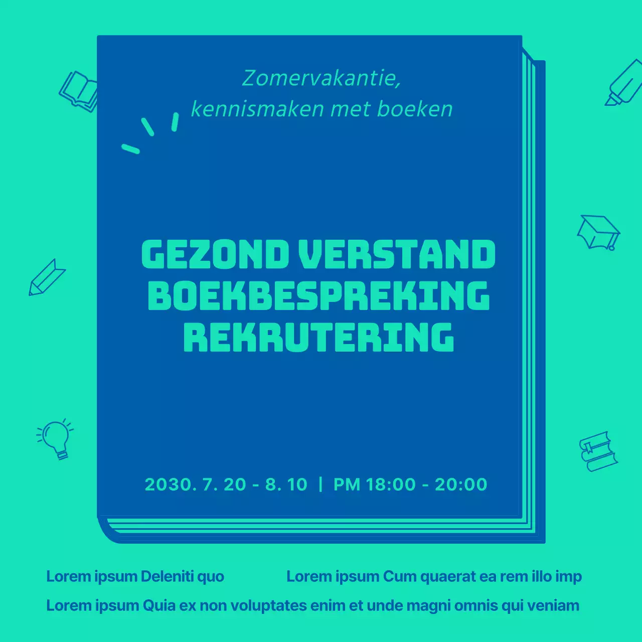 Een eenvoudige boekbespreking in blauw en mint