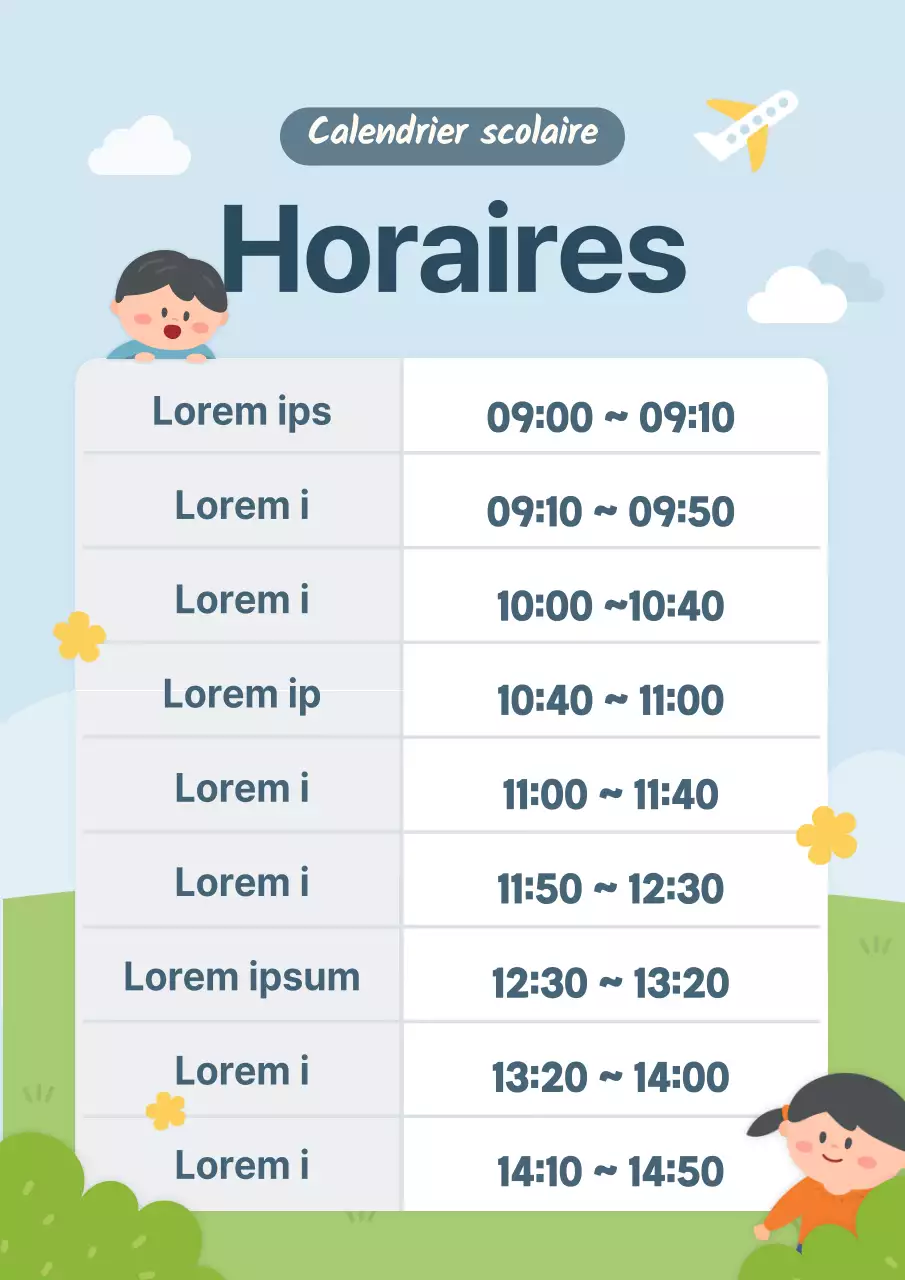 Mignons panneaux bleus illustrés de corrections scolaires