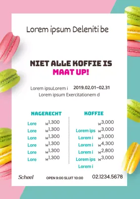 Eenvoudig menu Macaron Café