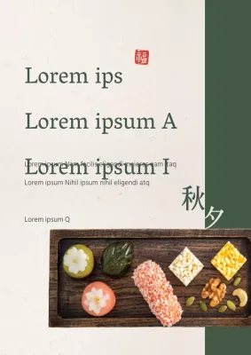 Flyer für ein Menü mit traditionellen Snacks in Beige und Grün