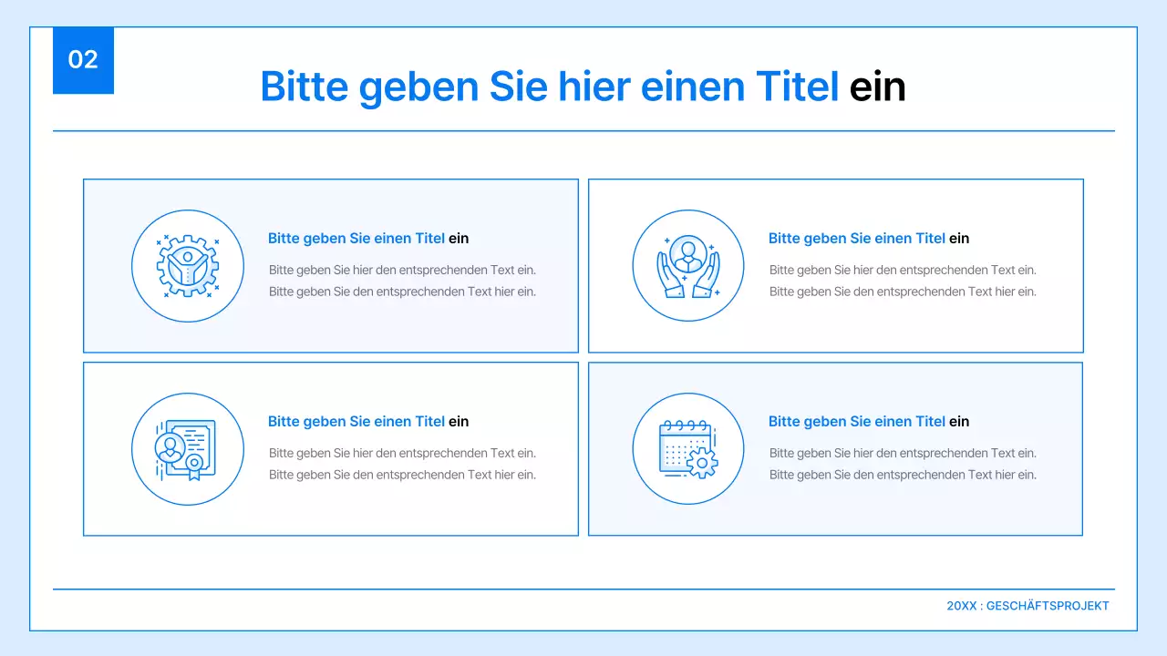 Ein einfacher Geschäftsplan in Weiß und Blau