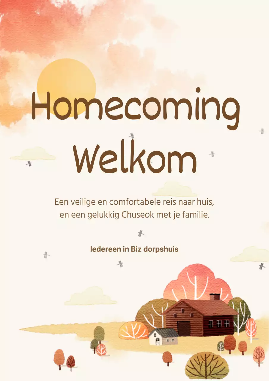 Schattige geïllustreerde herfstgroeten promotieposter in ivoor