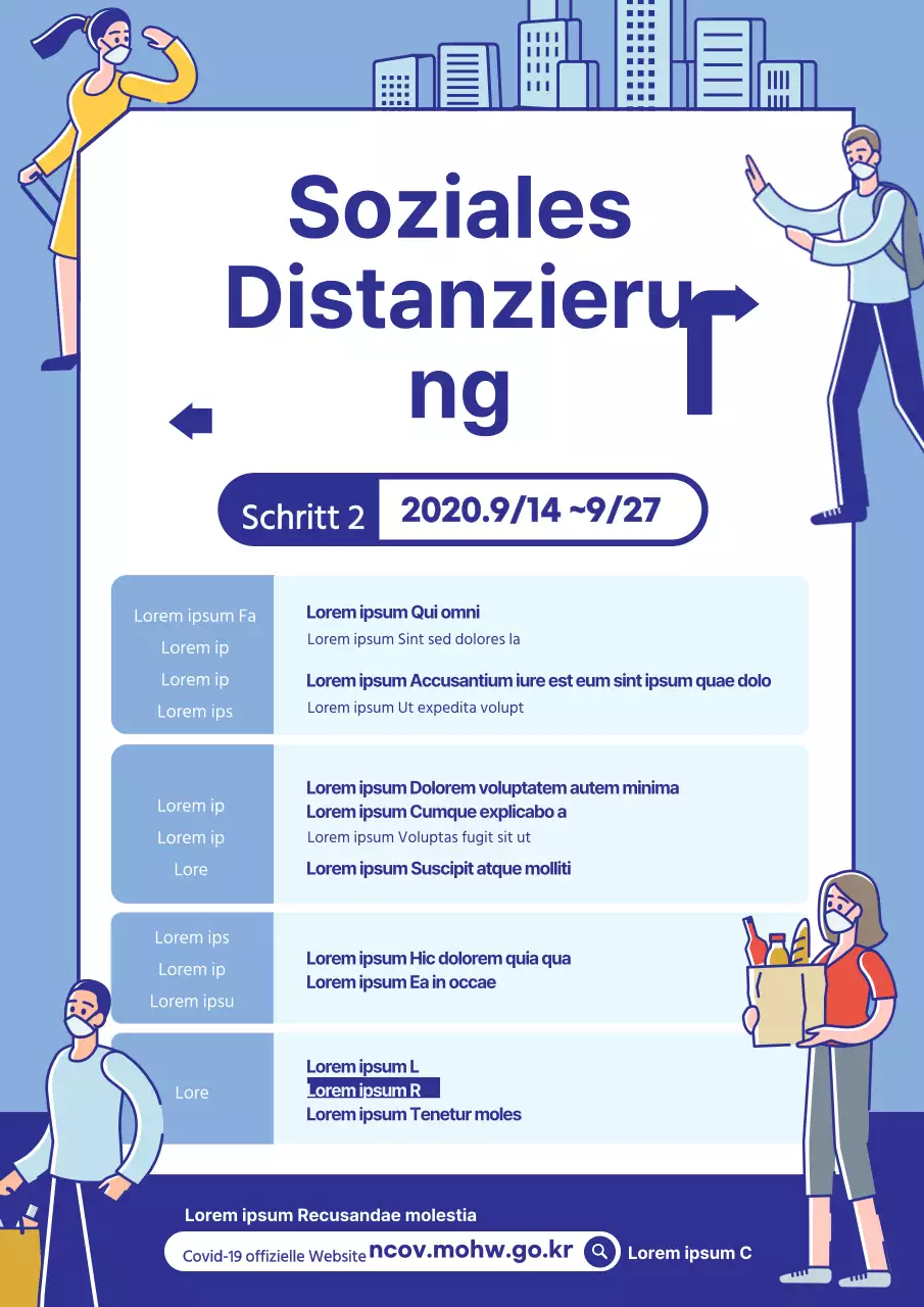 Eine einfache Regelerklärung mit einer blauen, krankenhausbezogenen Illustration