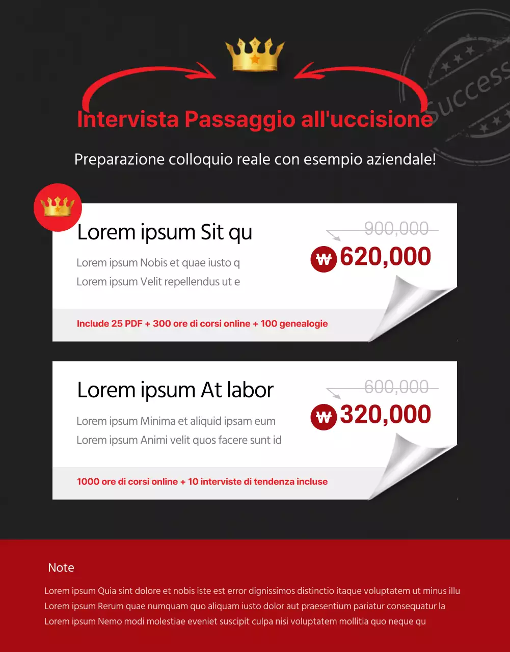 Una semplice descrizione del corso di intervista online in rosso e nero