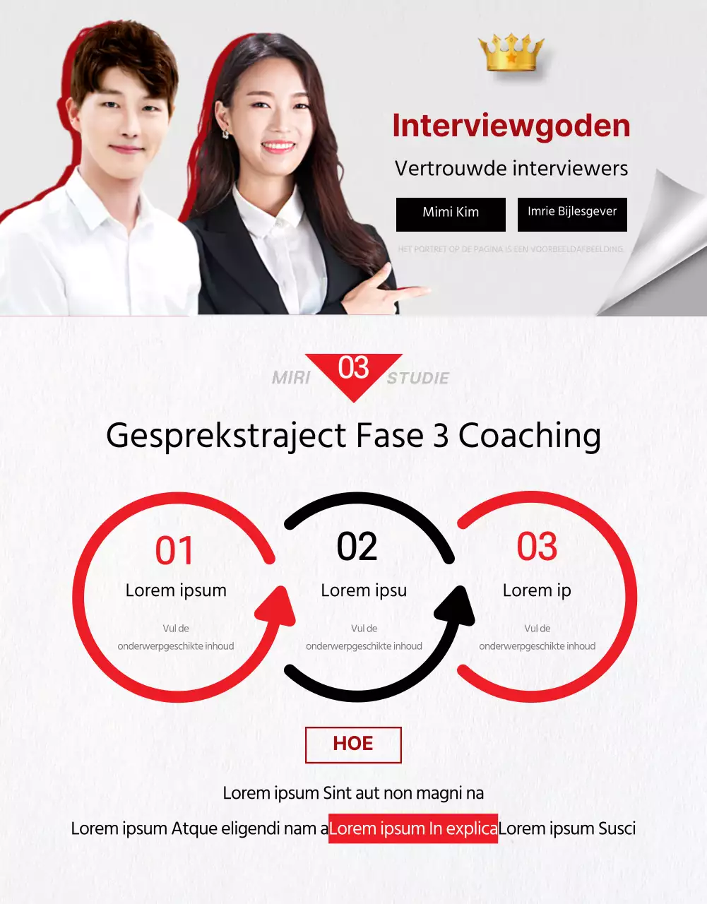 Een eenvoudige rood-zwarte online interview cursusbeschrijving