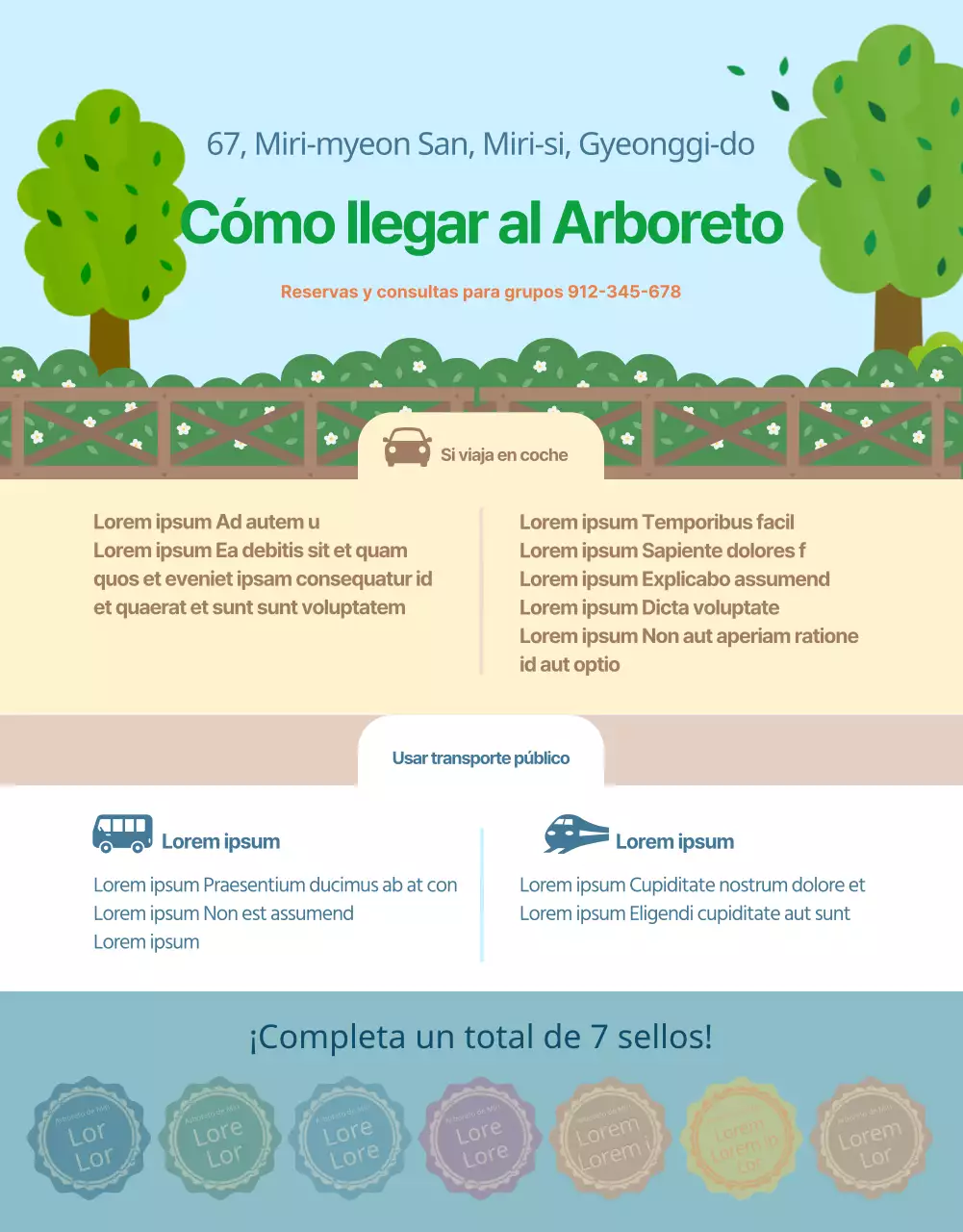 Sello del Arboreto con simpáticas ilustraciones infantiles