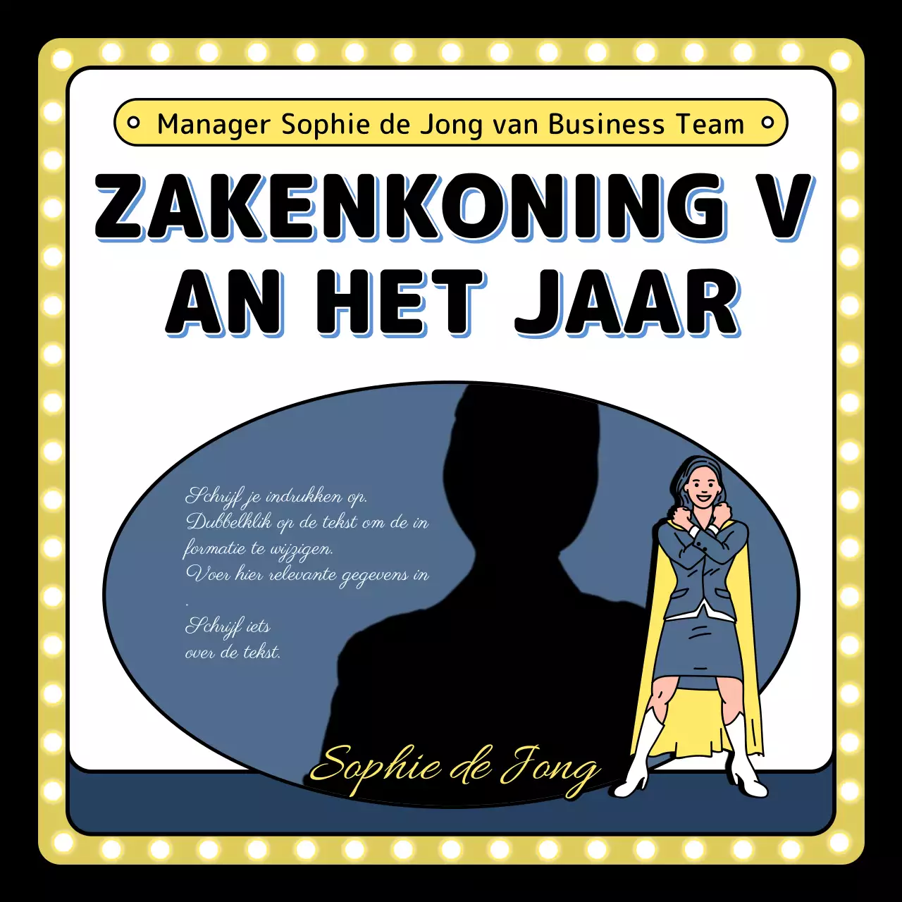 Illustratie eindejaarsevenement in geel blauw zwart