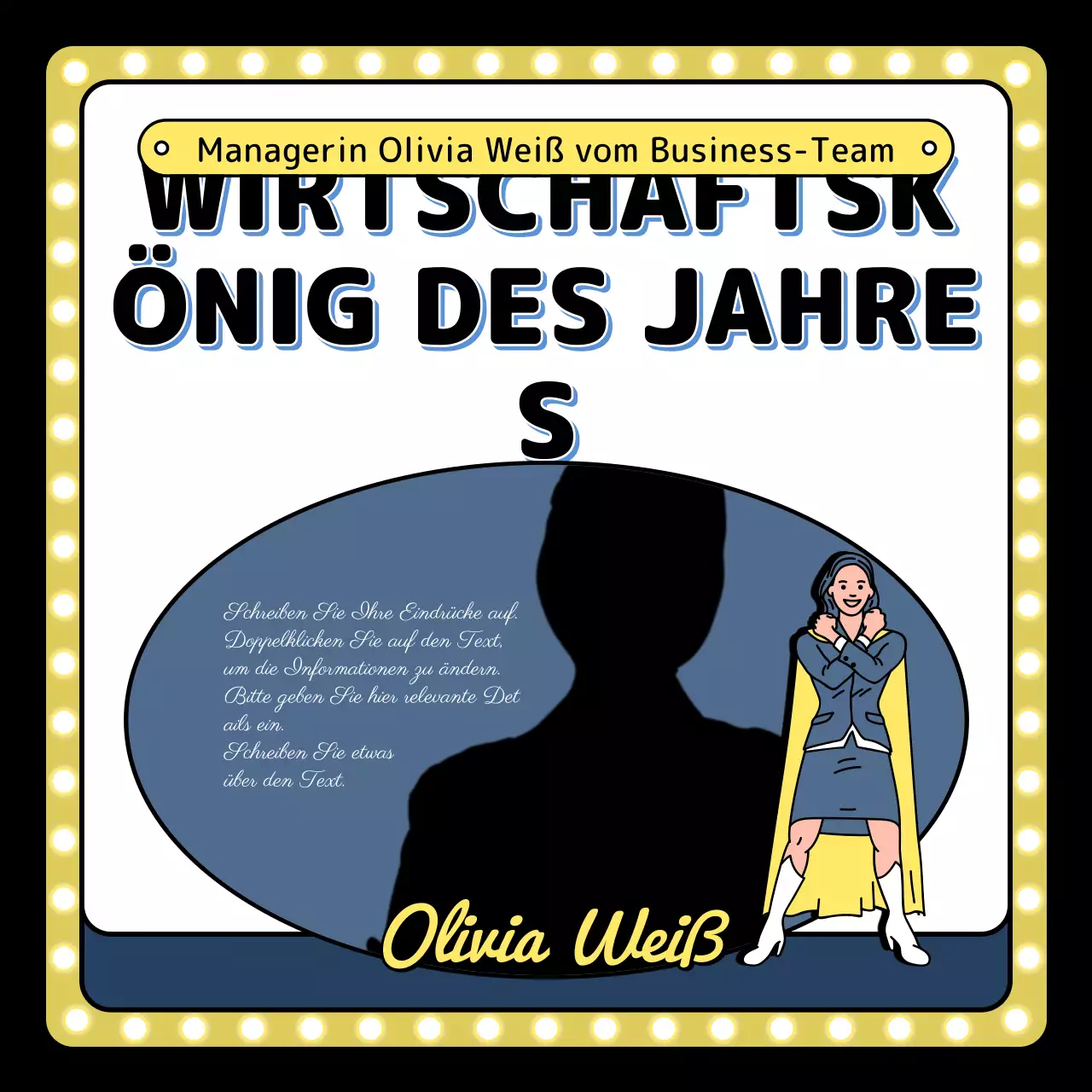 Ende des Jahres Veranstaltung Illustration in gelb blau schwarz