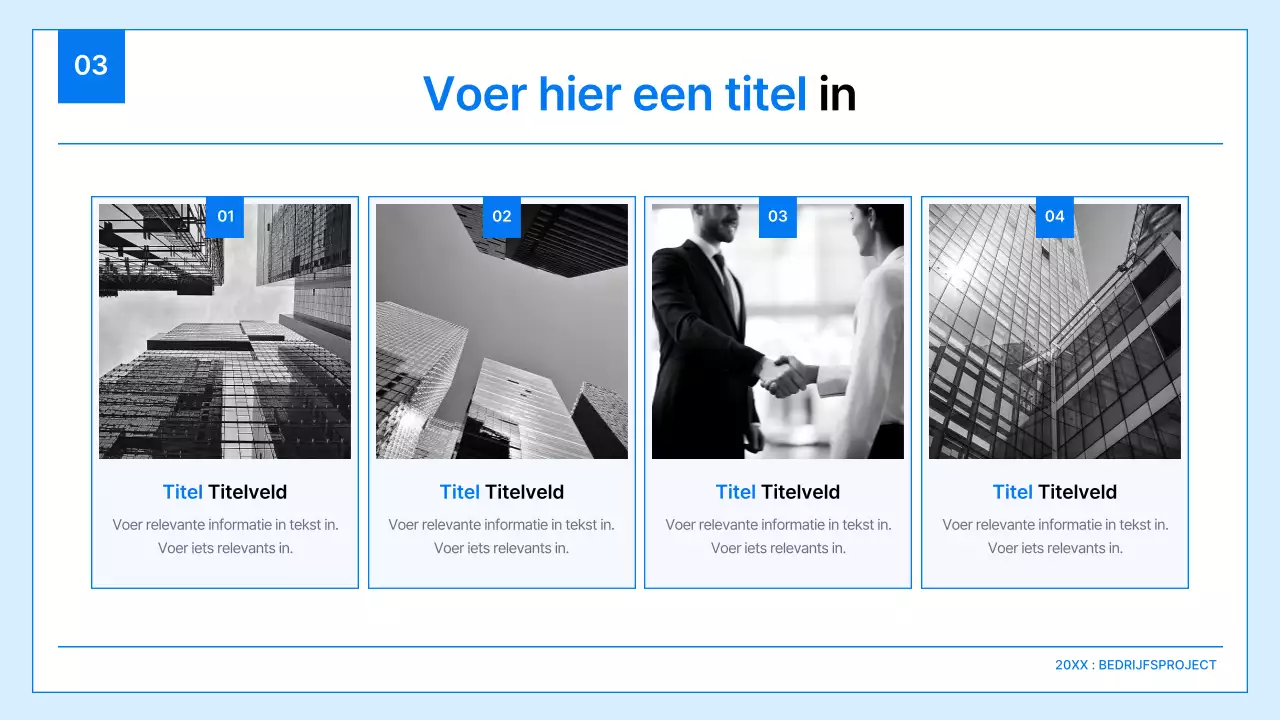 Een eenvoudig bedrijfsplan in wit en blauw