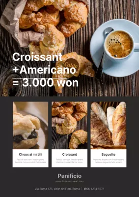 Semplice menu di una panetteria in toni marroni Volantino per promuovere un evento di vendita