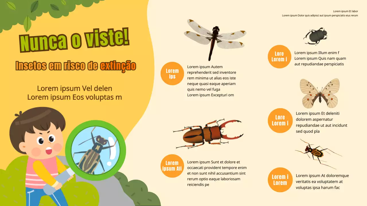 Infografia sobre os insectos ameaçados de extinção da Yellow Yellow