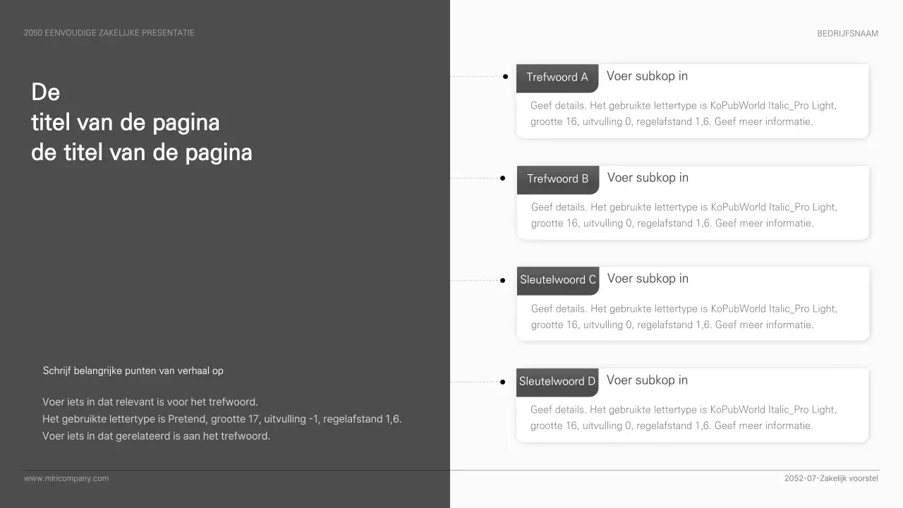 Eenvoudige zakelijke presentatie in zwart-wit