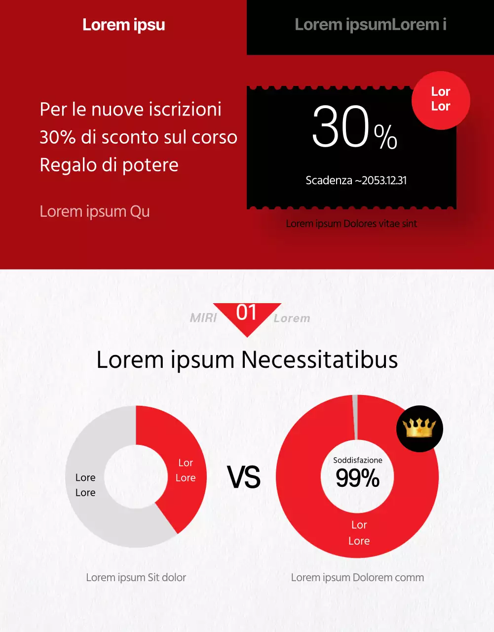 Una semplice descrizione del corso di intervista online in rosso e nero