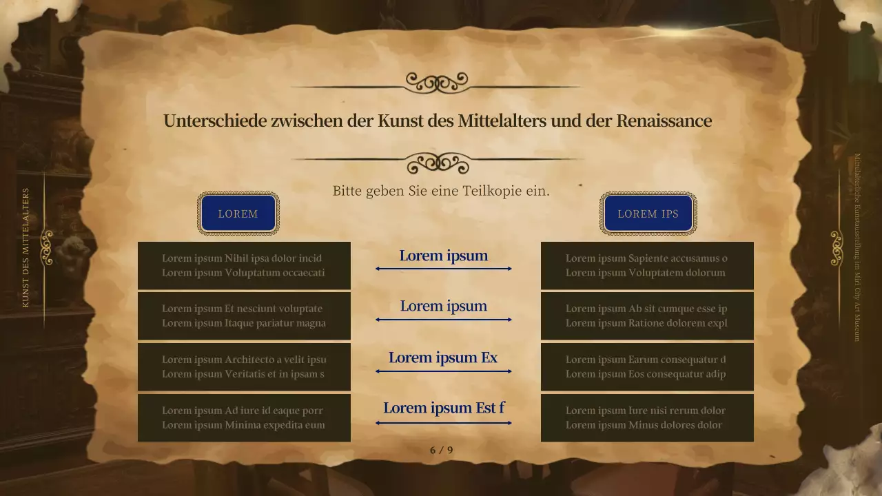 Mittelalterliche Kunst in brauner Umrahmung für einen edlen Look in Werbematerialien