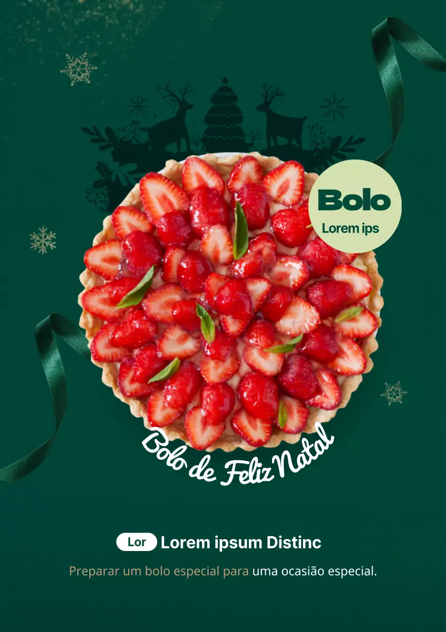 Folheto promocional elegante de pré-encomenda de bolos de Natal em verde