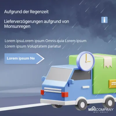 Eine einfache Lieferverzugsmeldung in Marineblau und Hellblau