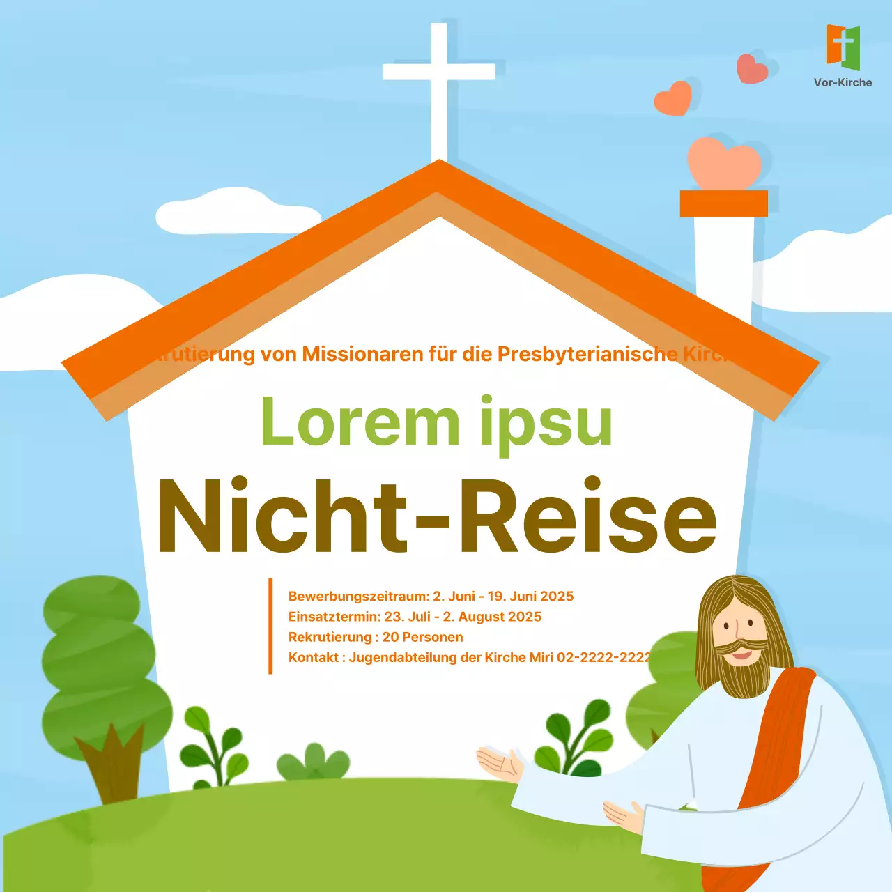 Förderung von kurzfristigen Missionsreisen mit einem Kirchengebäude im Hintergrund