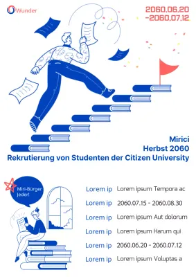 Einfache weiß-blaue Stellenausschreibung der Volkshochschule