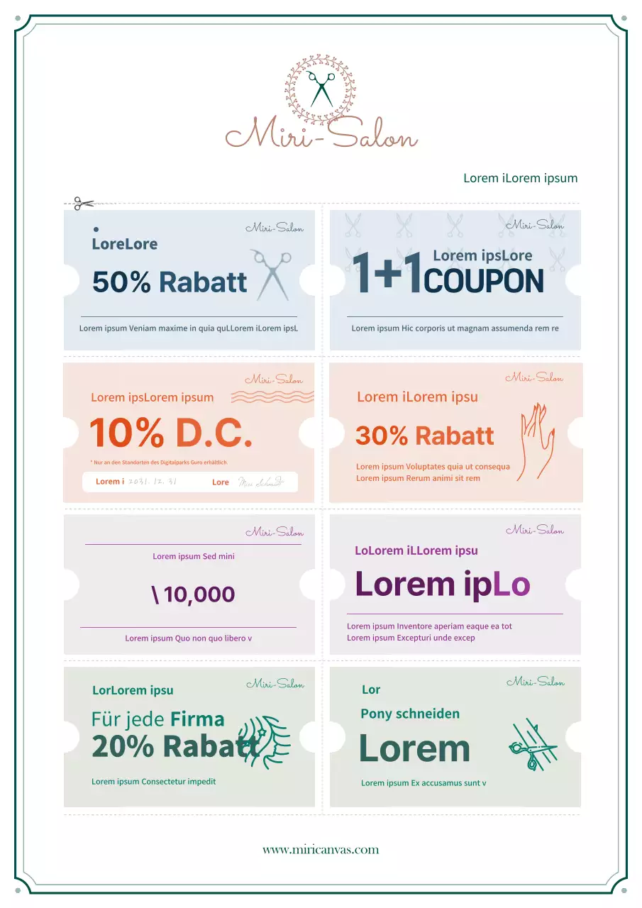 Ein Couponbuch für Schönheitsdienstleistungen in einem stilvollen grün-braunen Logoformat