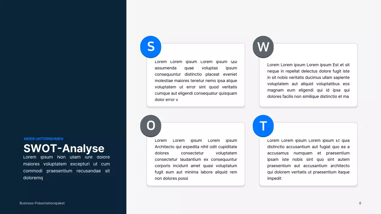 Einfache Geschäftsmaterialien in Blau und Grau
