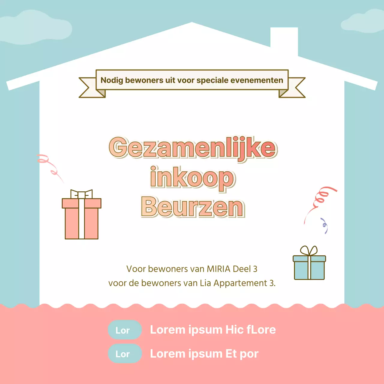 Sky blue appartement huurder co-aankoopbeurs evenement sociale media