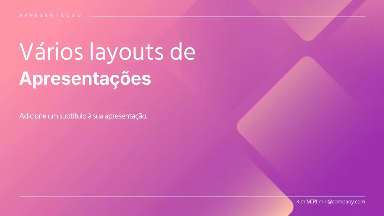 Apresentação de diferentes layouts com conceitos gráficos de gradiente cor-de-rosa