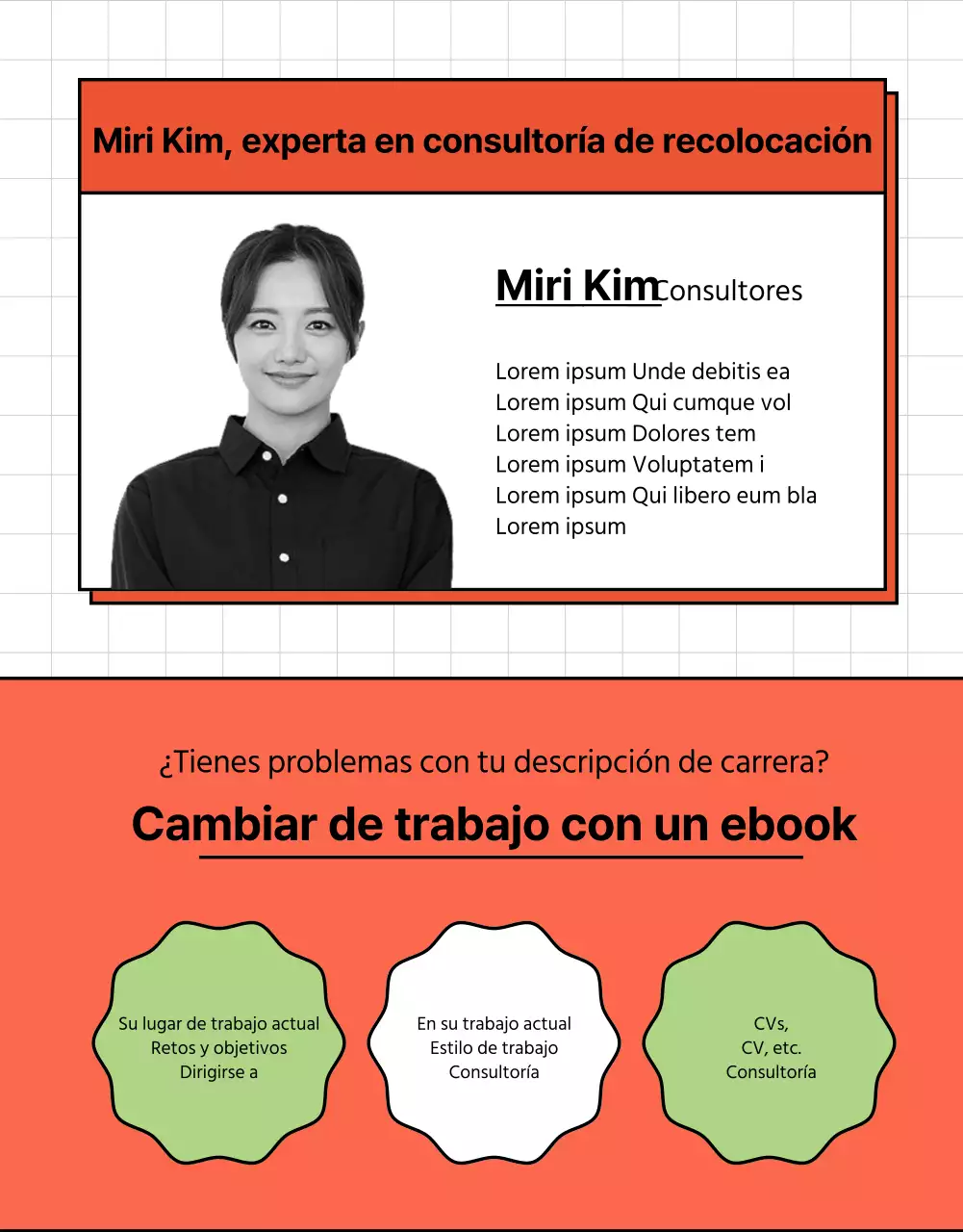 Promocione su experiencia en consultoría de currículos con un sencillo concepto de libro electrónico en rojo y blanco