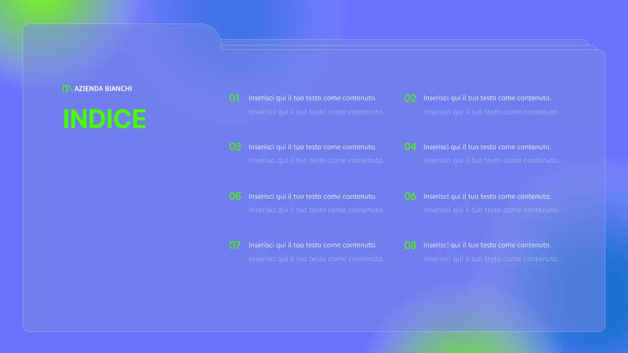 Cartelle semplici nei colori blu e fluorescenti