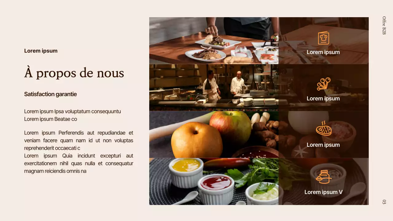 Proposition B2B pour un nouveau produit alimentaire en brun et orange