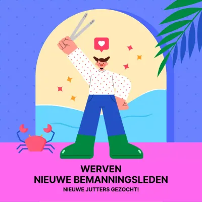 Blauwe en paarse jutters rekrutering