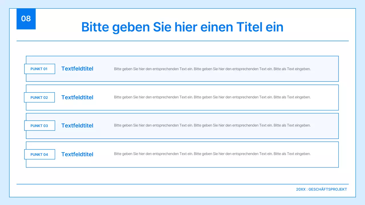 Ein einfacher Geschäftsplan in Weiß und Blau