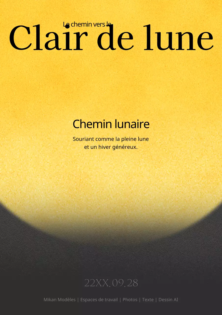 Luxueuse invitation à la pleine lune de Chuseok en jaune et noir