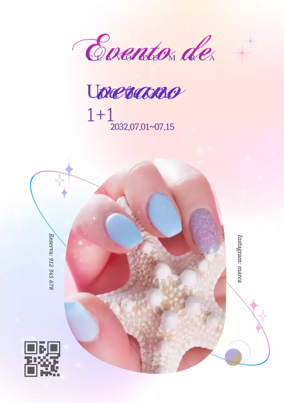 Foto degradado en rosa y moradoUñas resaltadas eventos de verano