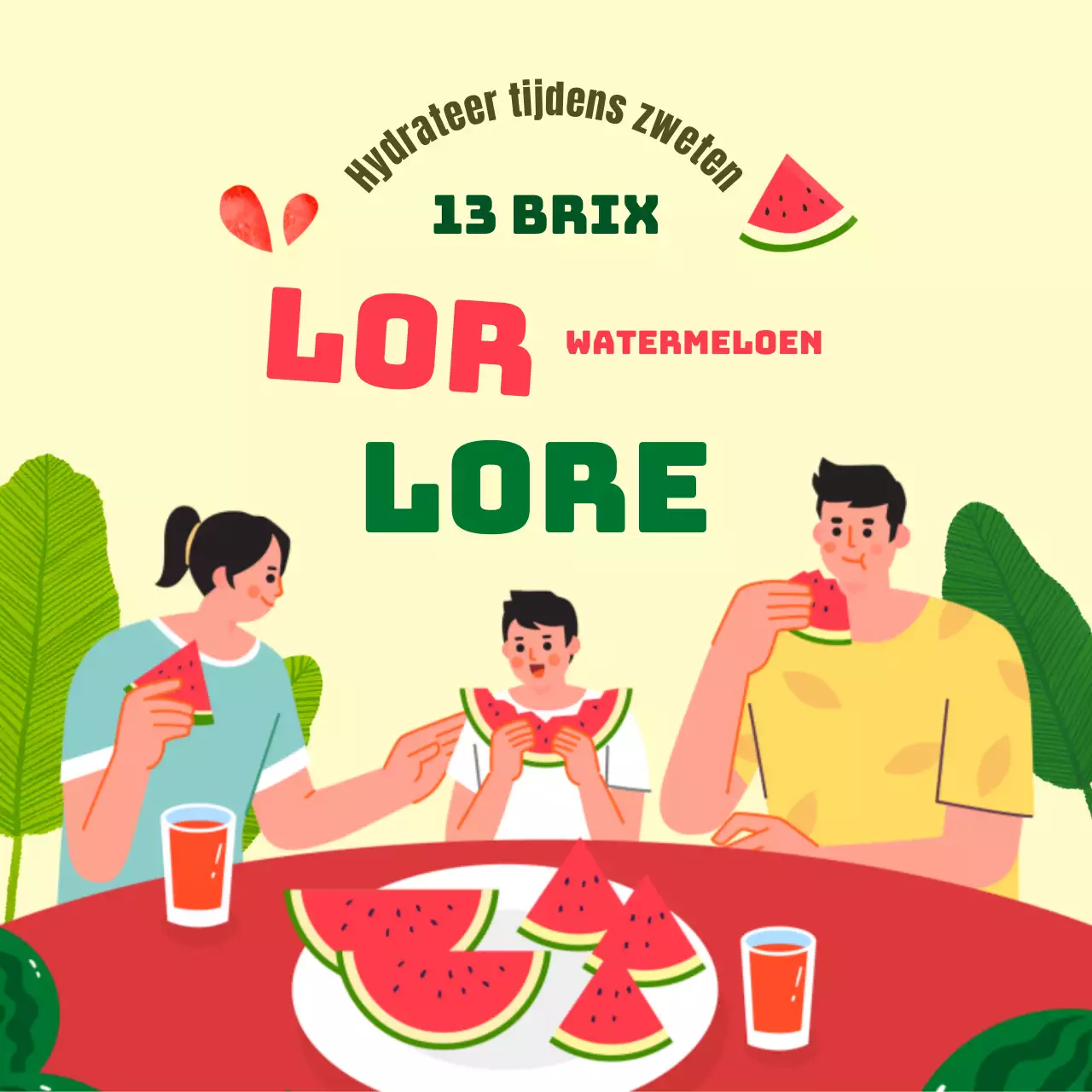 Groen-rood watermeloen met hoog suikergehalte promotioneel ontwerp