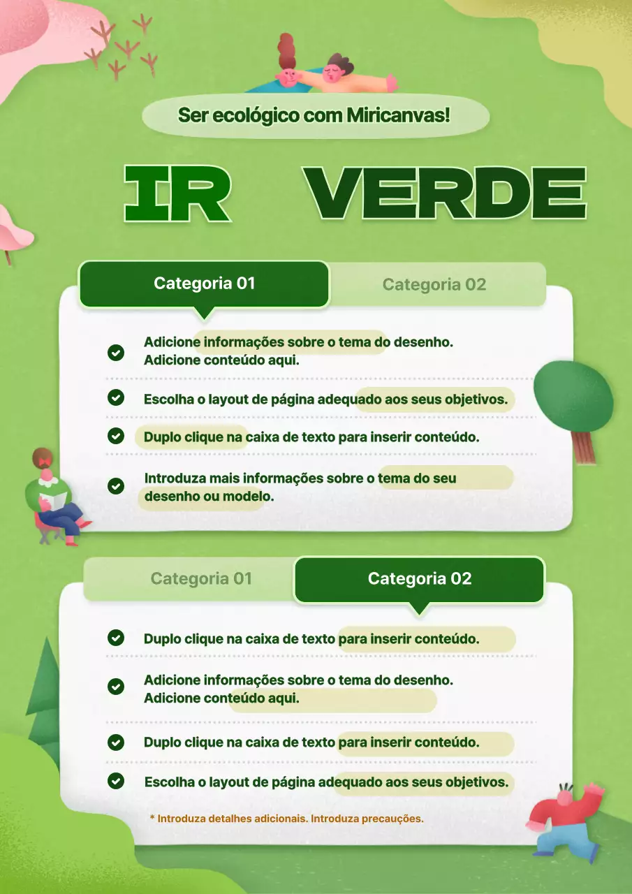 Sinais ecológicos, bonitos e ilustrados para o ambiente