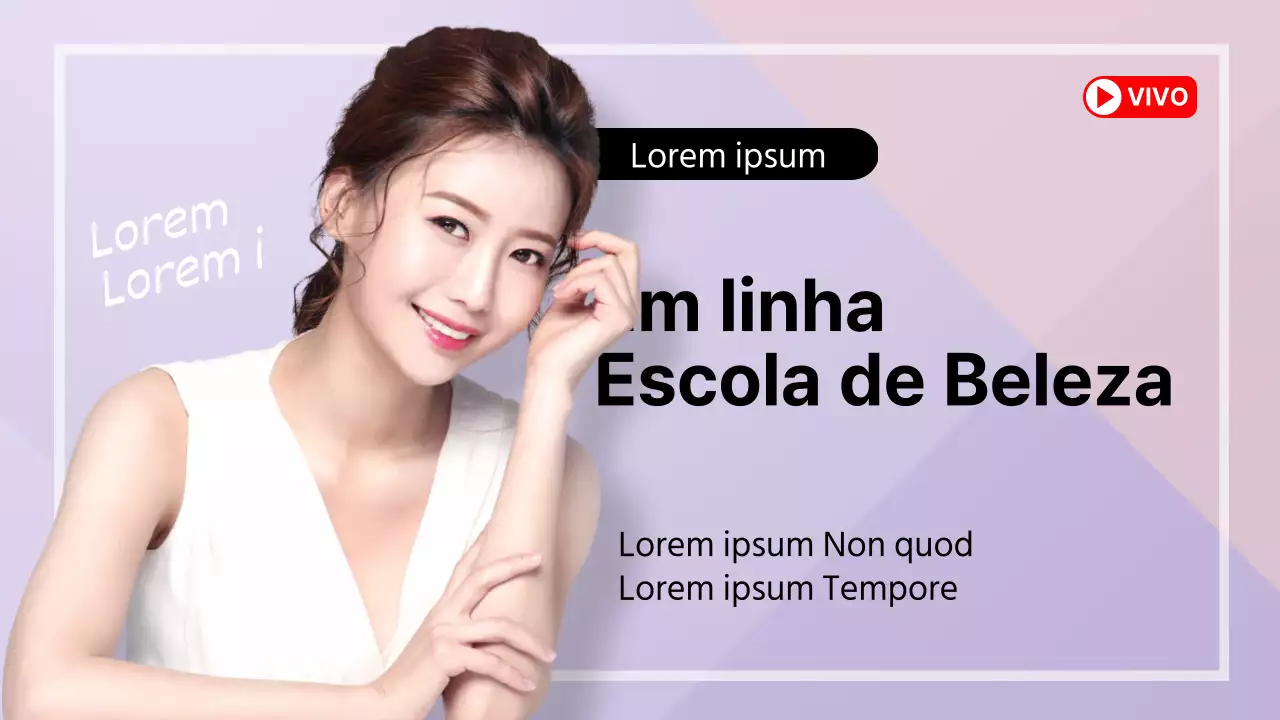Miniatura do YouTube com modelo feminina relacionada com a beleza em fundo lilás