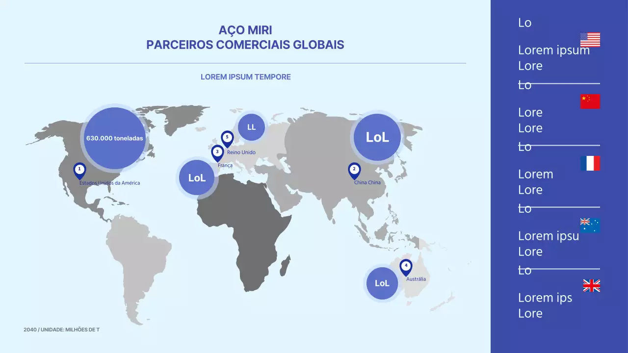 Um mapa do mundo dos negócios em tons de azul