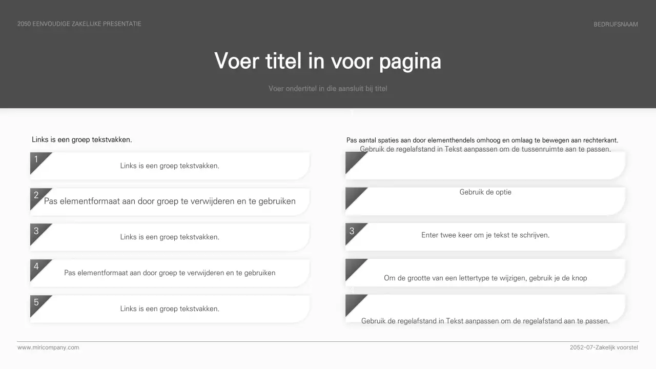 Eenvoudige zakelijke presentatie in zwart-wit