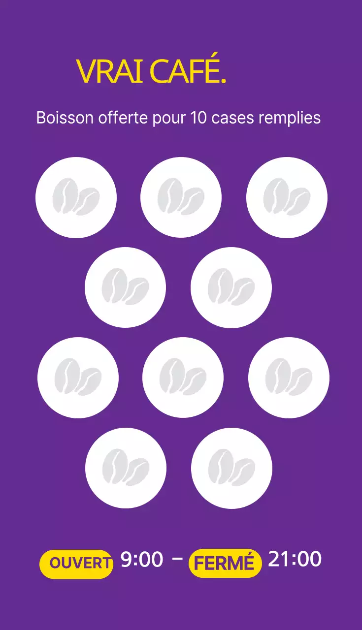 Cartes de visite pour cafés, coupons