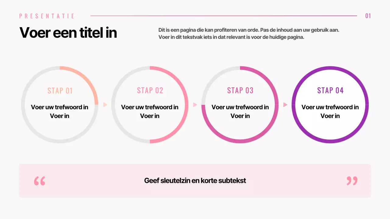 Presentatie van verschillende lay-outs met grafische concepten met roze kleurverloop