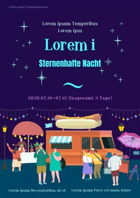 Eine ereignislose sternenklare Nacht mit Illustrationen zum Nachthimmel und zum Nachtmarkt
