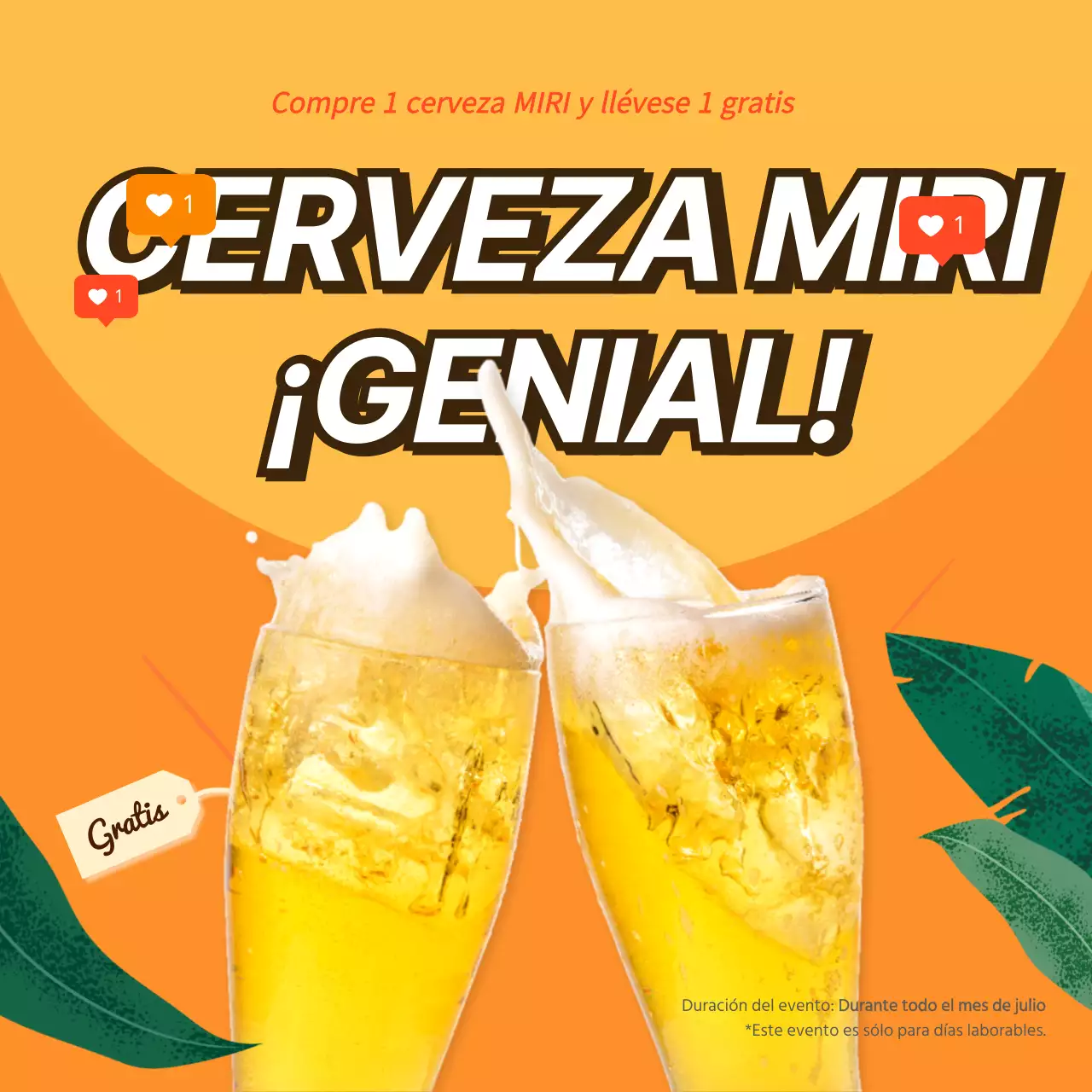 Evento cervecero con petardos sobre fondo amarillo