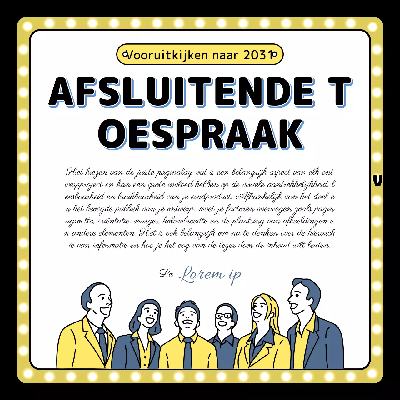 Illustratie eindejaarsevenement in geel blauw zwart